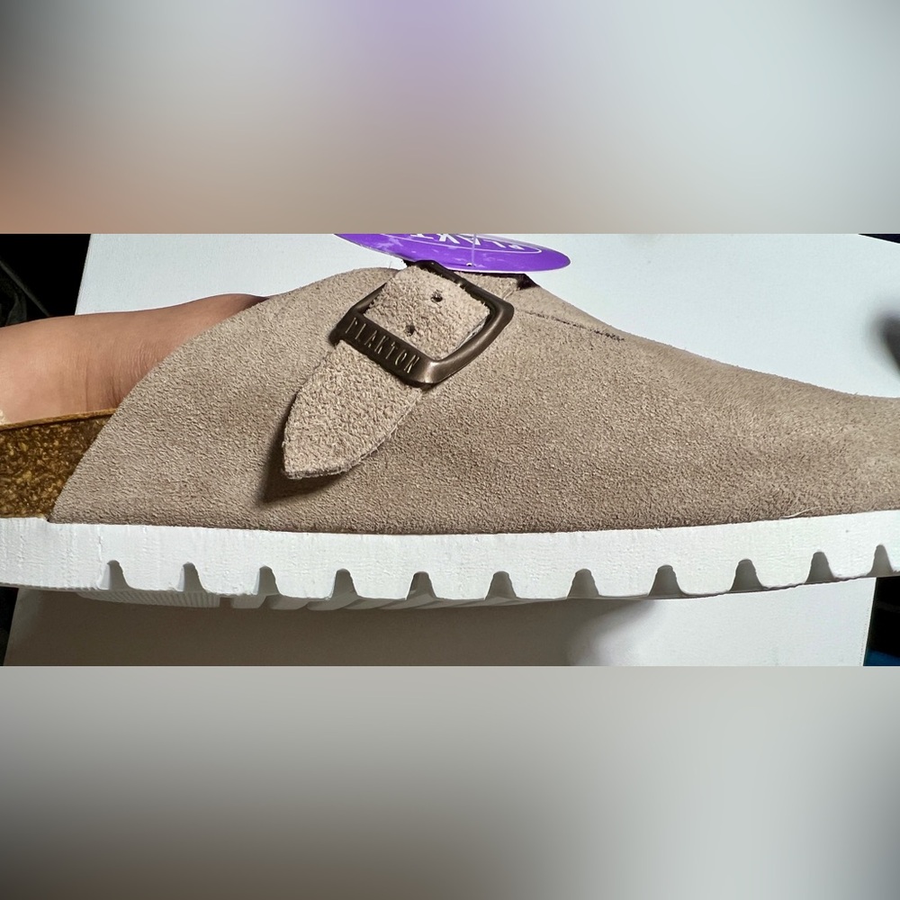 Plakton Blogey Suede Clogs in Piedra (Stone) US Women’s 9 EU 40 - Picture 4 of 15